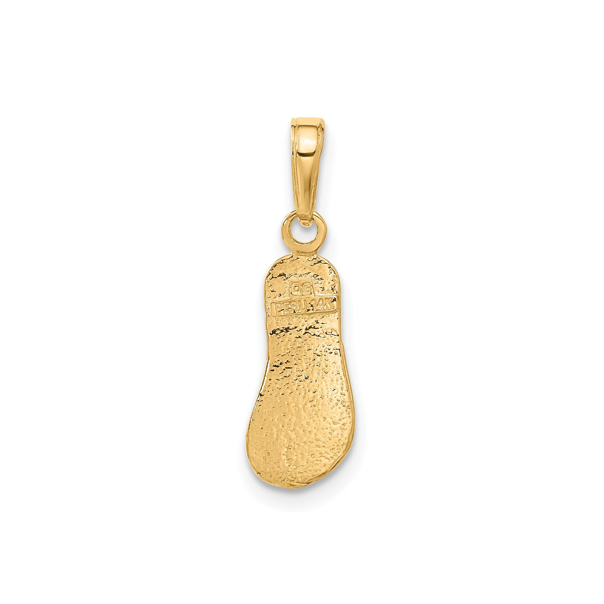 14k Yellow Gold Flip Flop Pendant, Textured Sandal Charm with Summer Beach Style