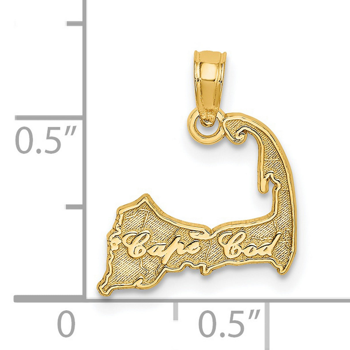 14k Yellow Gold Cape Cod Pendant, Peninsula Outline Charm, Nautical Massachusetts Jewelry