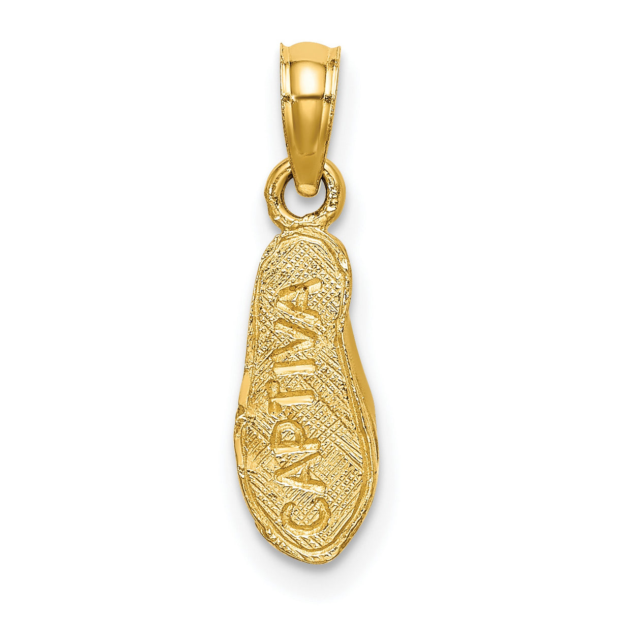 14k Yellow Gold Flip-Flop Sandal Pendant, Textured Beach Charm Design, Coastal Summer Style