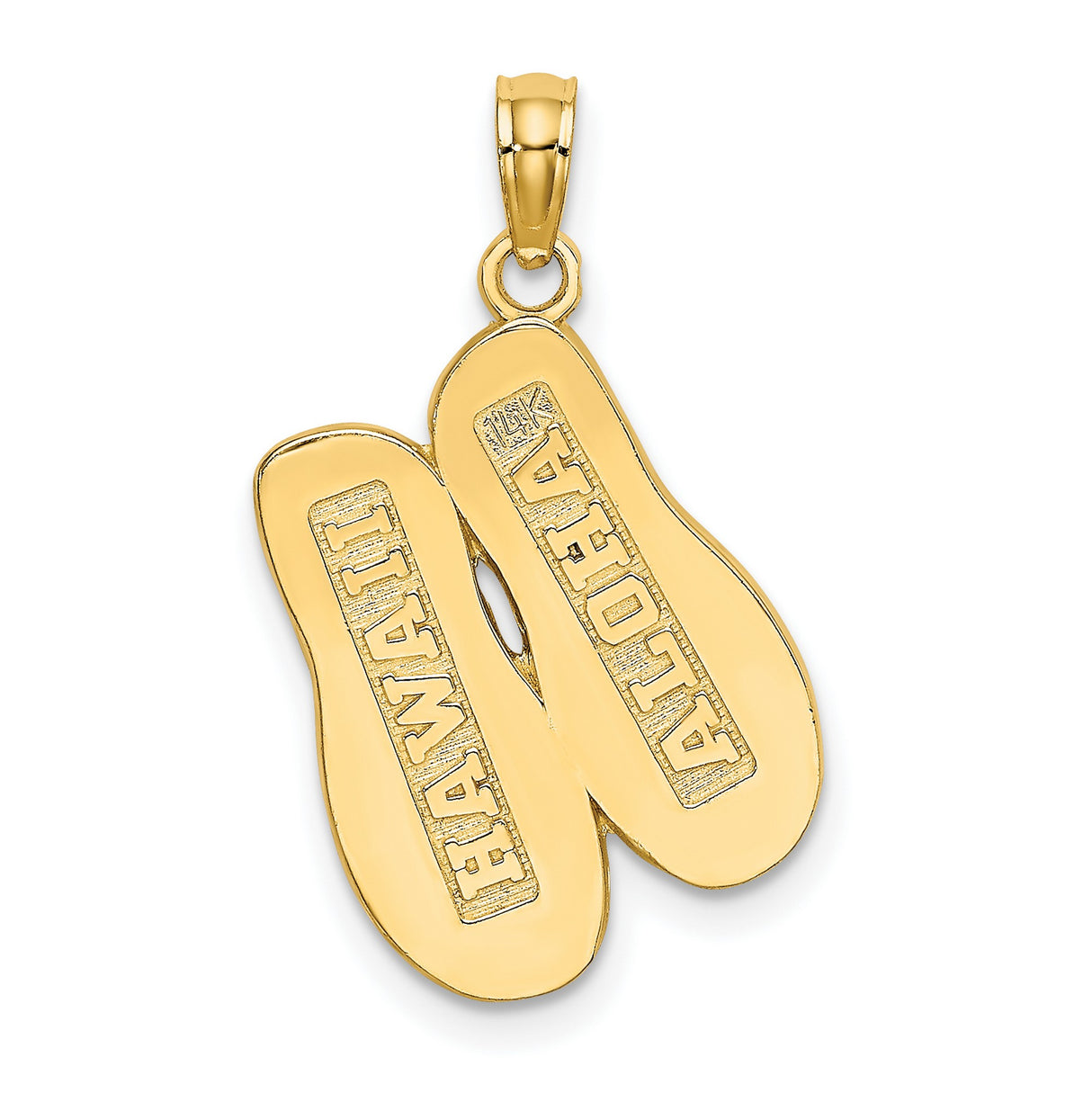 14k Yellow Gold Flip-Flop Sandal Pendant, Textured Beach Charm for Women