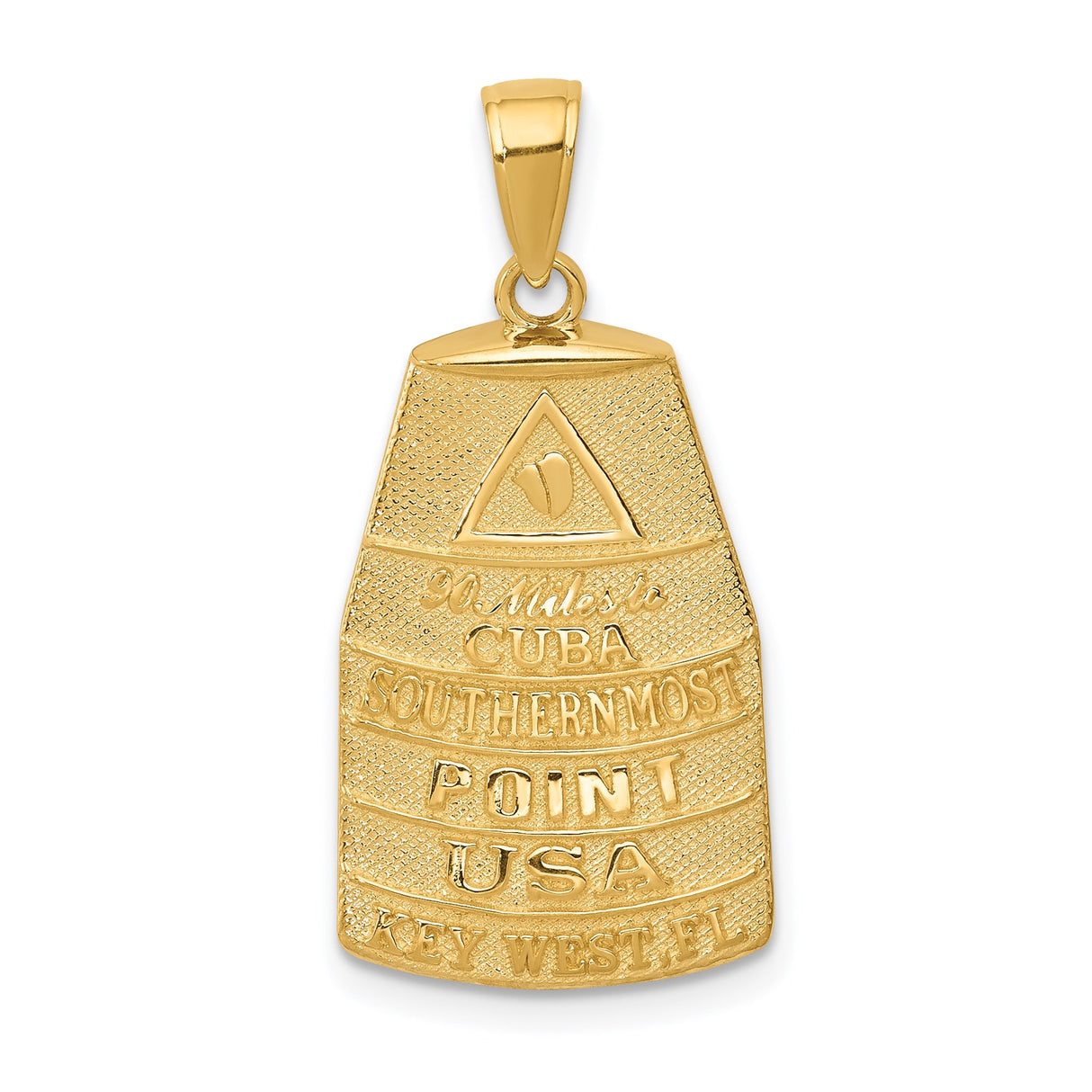 14k Yellow Gold Pendant, Southernmost Point Key West Buoy Replica with 90 Miles to Cuba Engraving
