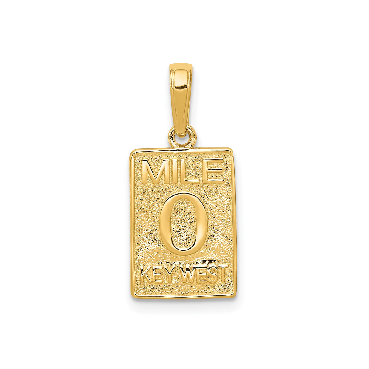 14k Yellow Gold Mile Zero Key West Pendant, Coastal Travel Souvenir Charm