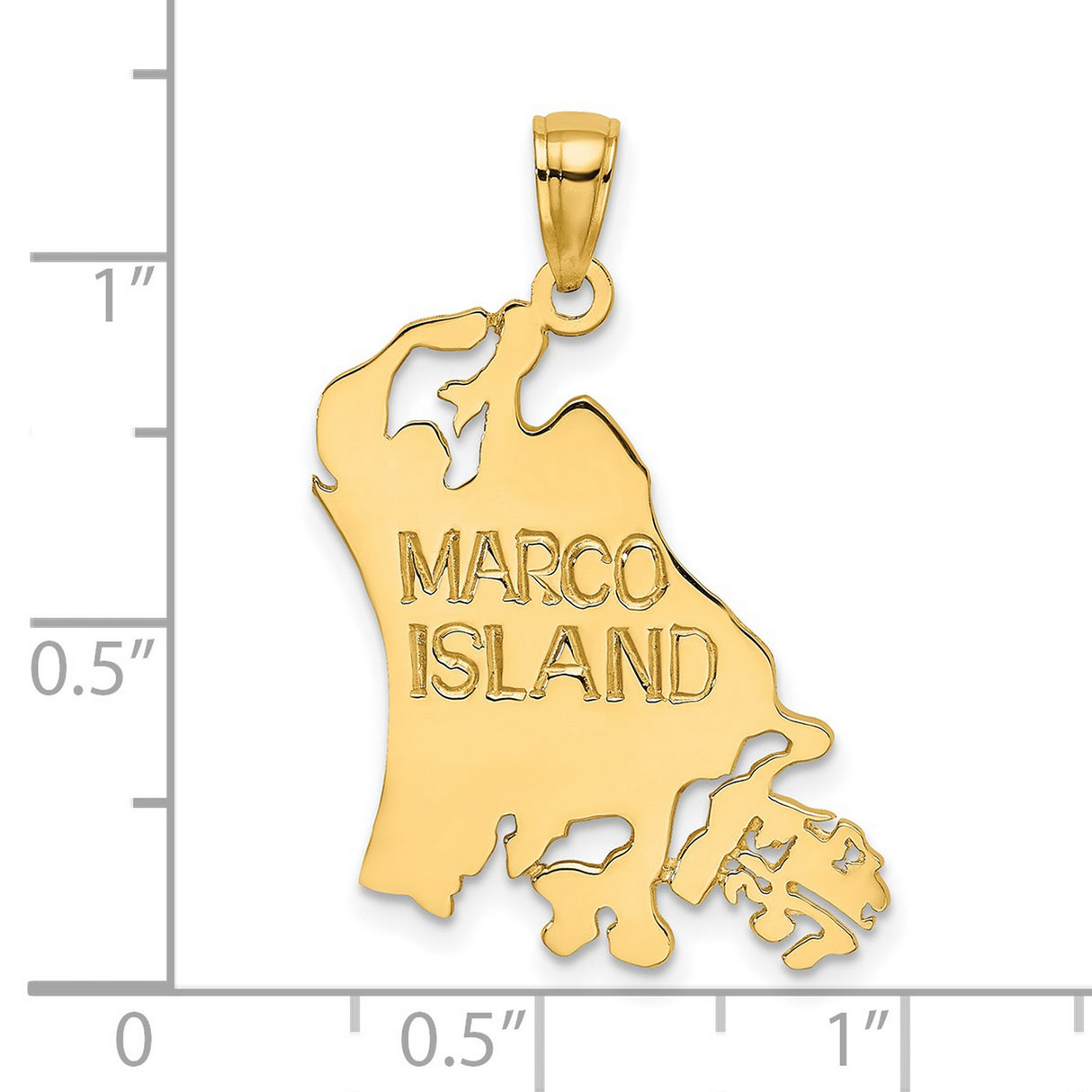 14k Yellow Gold Marco Island Pendant, Florida Map Charm, Travel Keepsake Jewelry