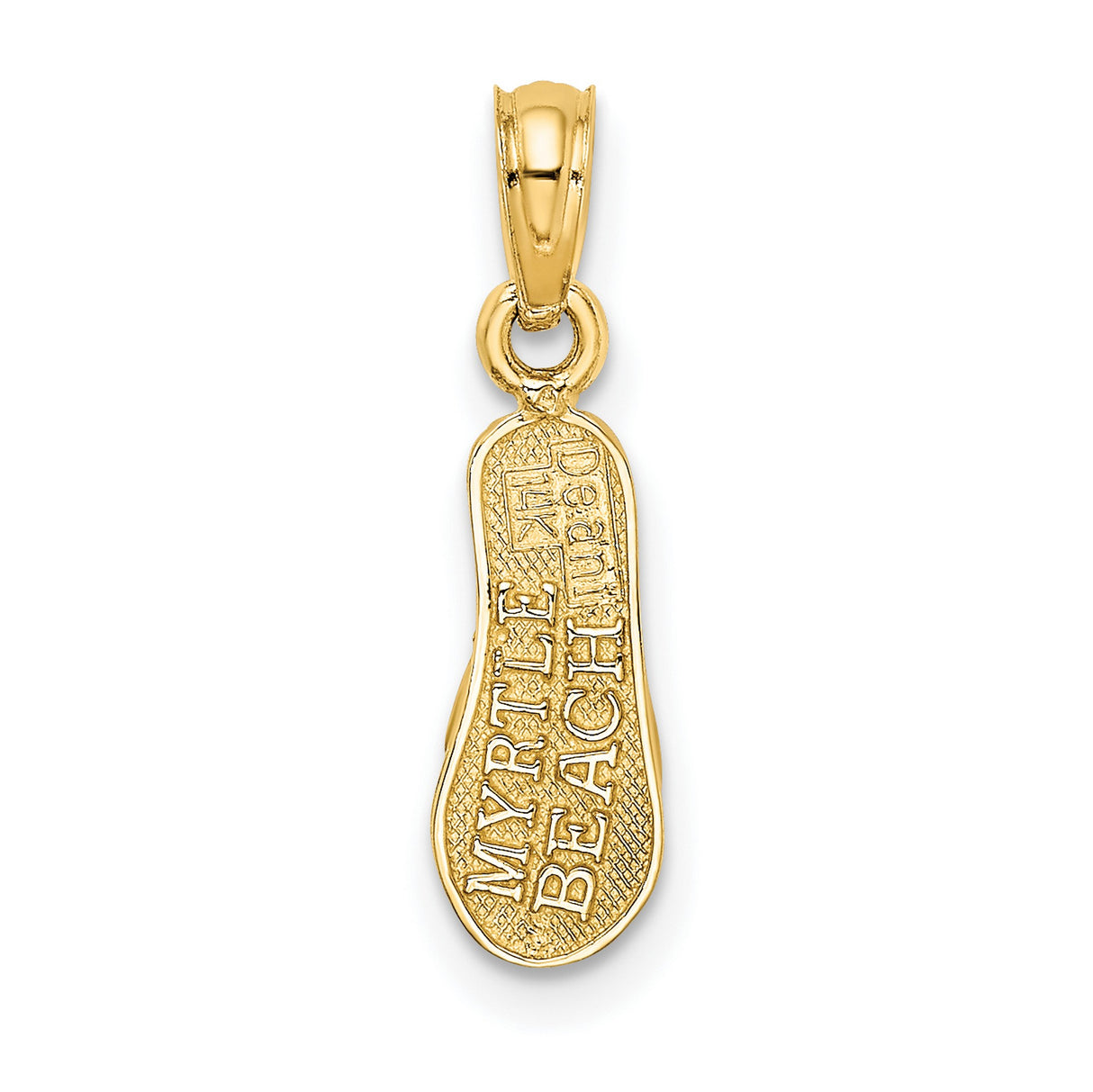 14k Yellow Gold Flip-Flop Pendant, Textured Beach Sandal Charm, Summer Vacation Jewelry