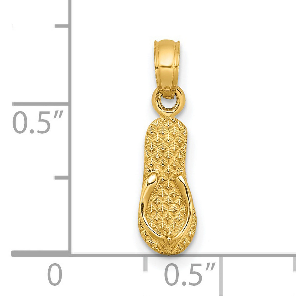 14k Yellow Gold Flip-Flop Pendant, Textured Beach Sandal Charm, Summer Vacation Jewelry