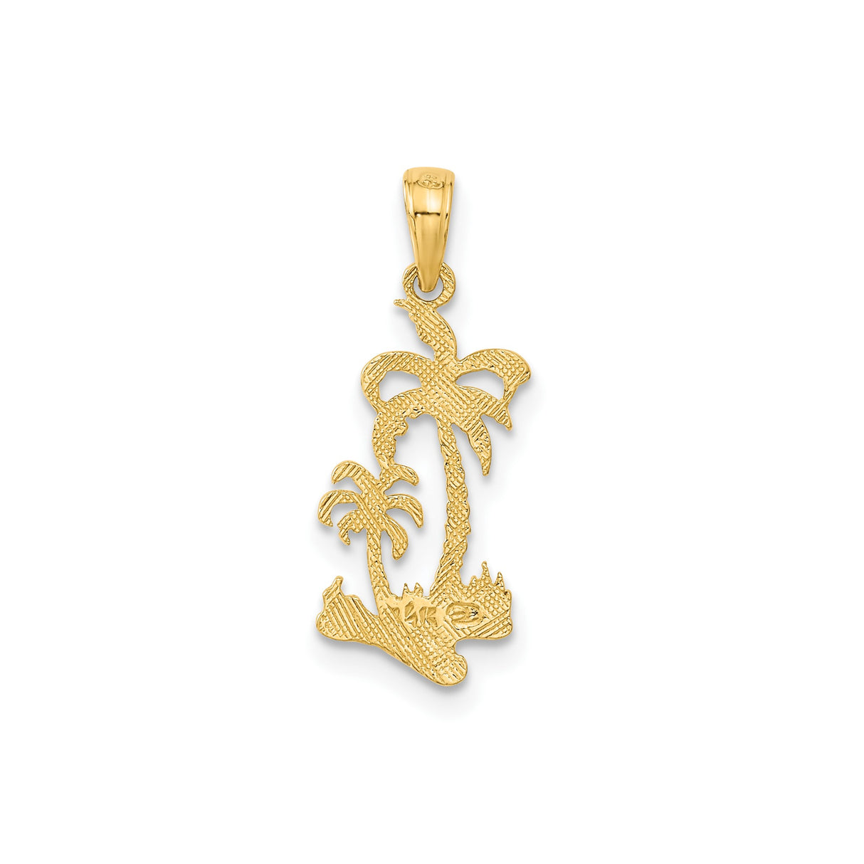 14k Yellow Gold Palm Tree Pendant, Tropical Island-Inspired Coastal Jewelry Charm