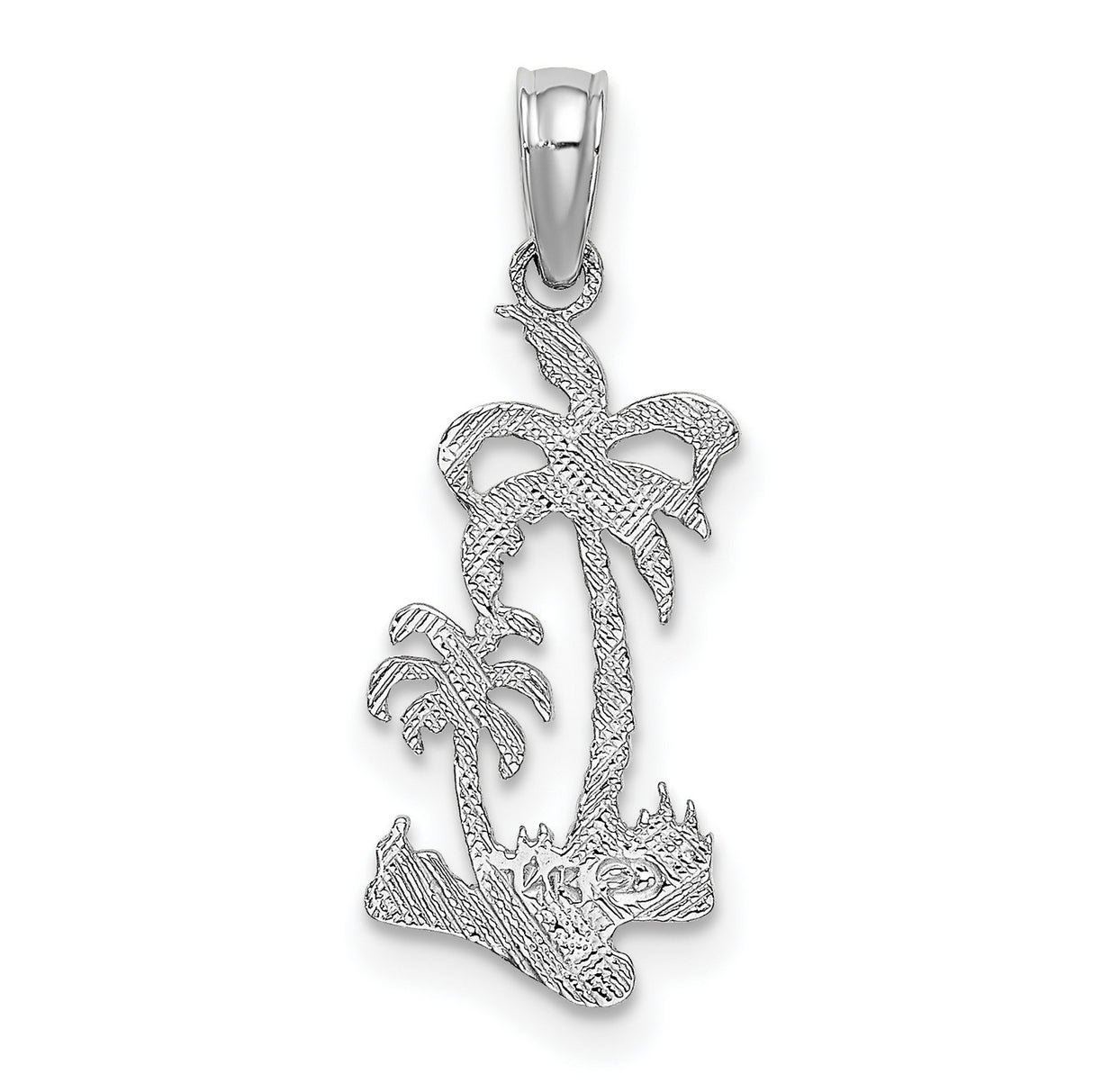 14k White Gold Palm Tree Pendant, Tropical Island Beach Charm for Women