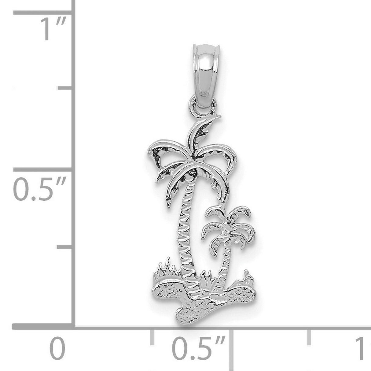 14k White Gold Palm Tree Pendant, Tropical Island Beach Charm for Women