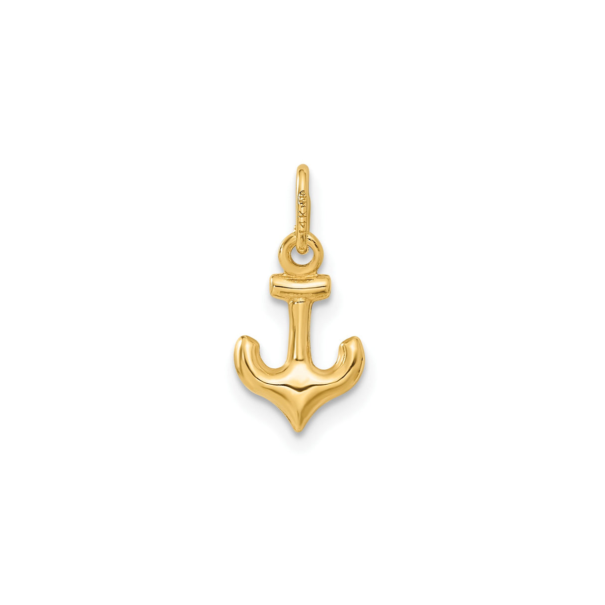 14k Yellow Gold Anchor Pendant, Polished Nautical Symbol of Hope and Strength for Women or Unisex
