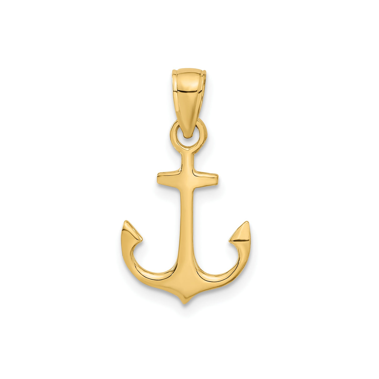 14k Yellow Gold Anchor Pendant, Nautical Symbol of Hope, Faith, and Strength, Unisex Charm