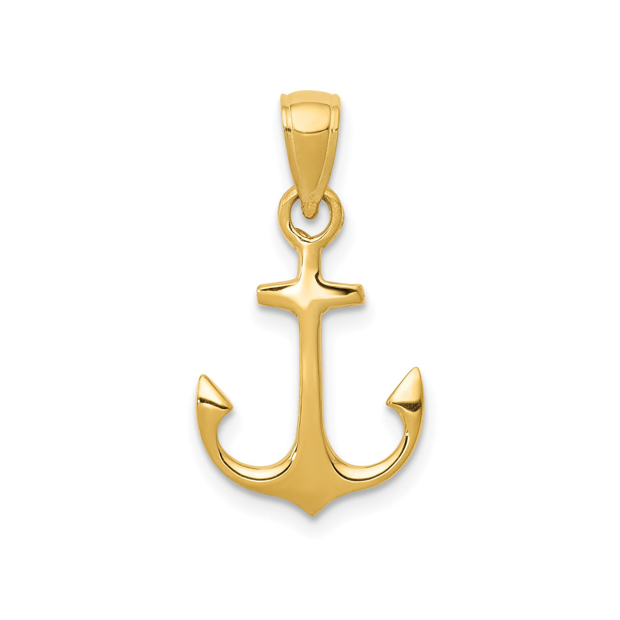 14k Yellow Gold Anchor Pendant, Nautical Symbol of Hope, Faith, and Strength, Unisex Charm