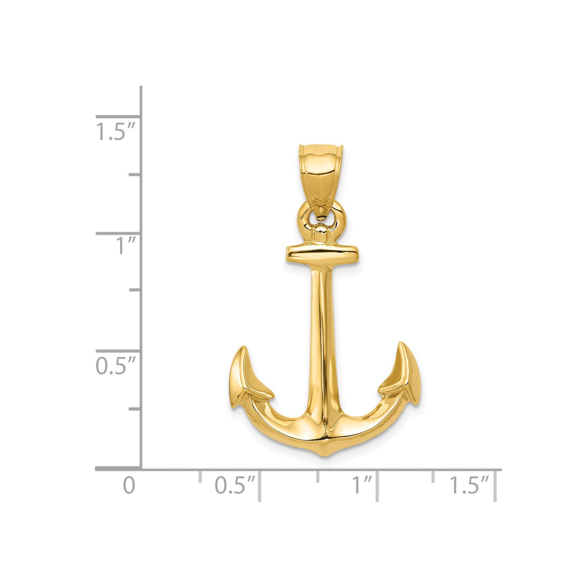 14k Yellow Gold Anchor Pendant, Nautical Symbol of Hope and Faith, Unisex Maritime Charm