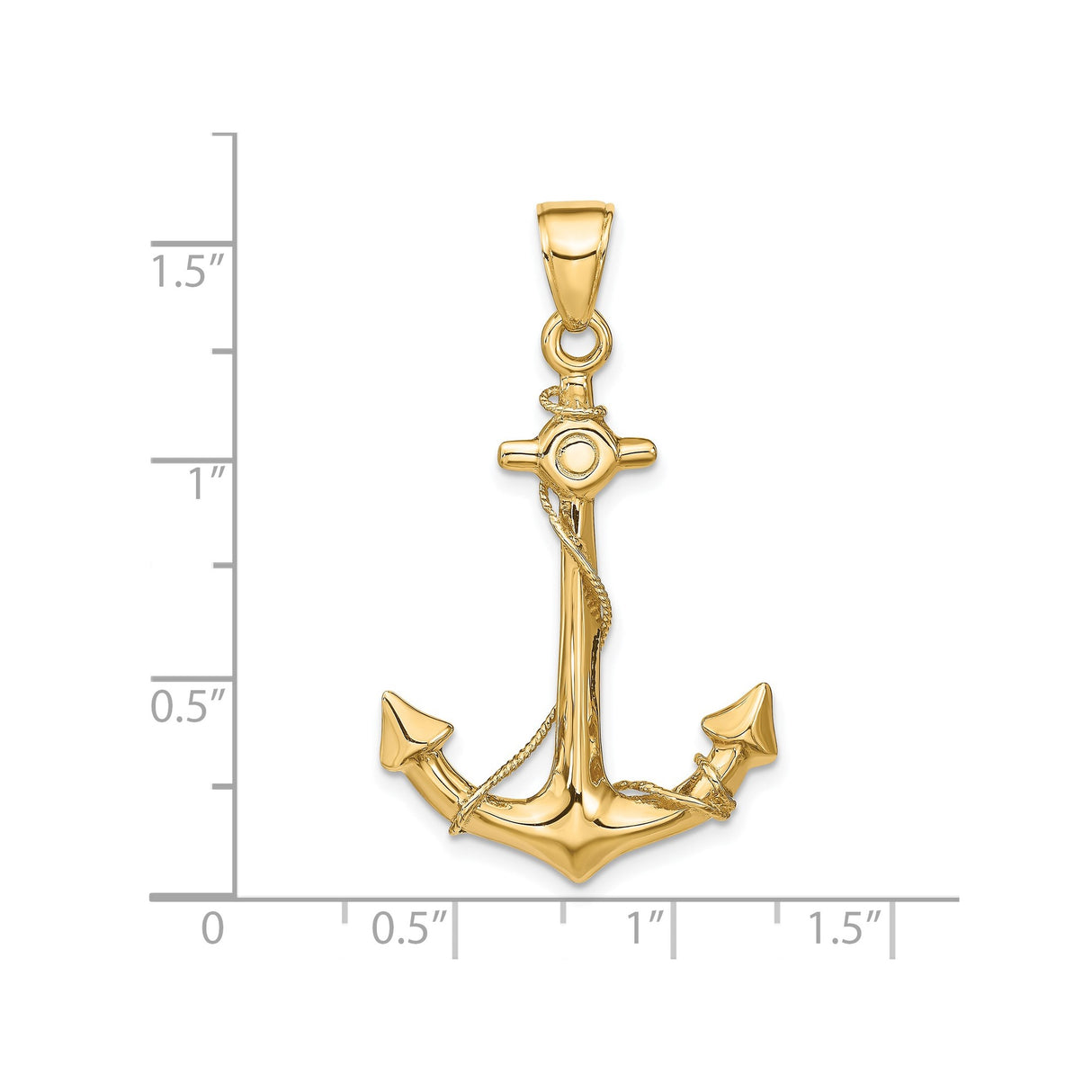 14k Yellow Gold Anchor Pendant with Rope Detailing, Nautical Christian Maritime Charm
