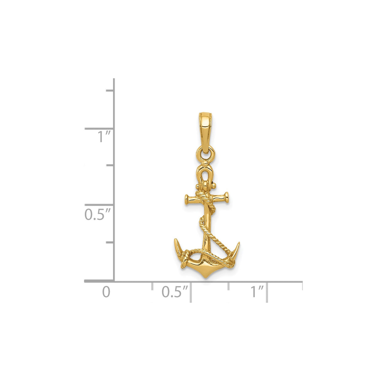 14k Yellow Gold Anchor Pendant with Rope Detail, Nautical Christian Symbol
