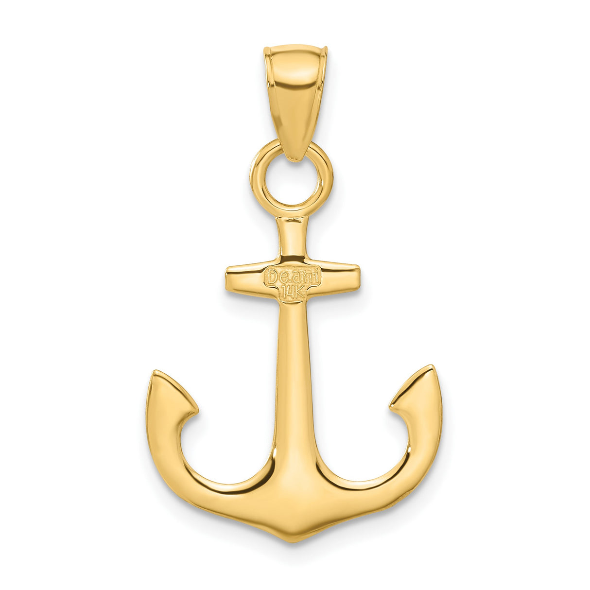 14k Yellow Gold Anchor Pendant, Nautical Christian Symbol for Men or Unisex Wear