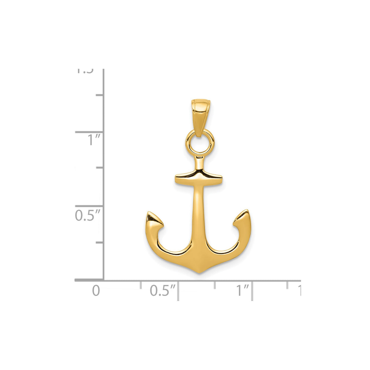 14k Yellow Gold Anchor Pendant, Nautical Christian Symbol for Men or Unisex Wear