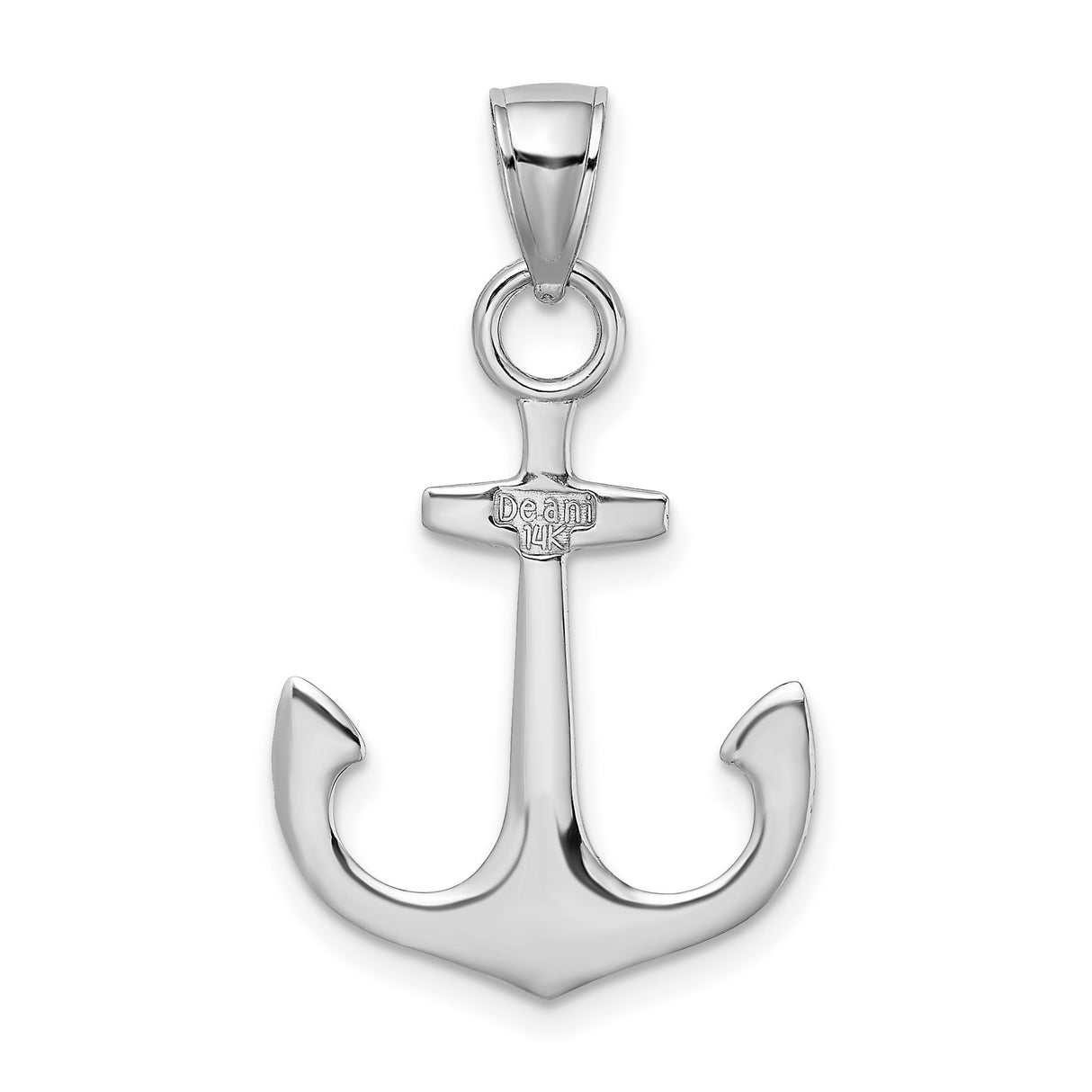 14k White Gold Anchor Pendant, Nautical Christian Symbol of Hope and Strength