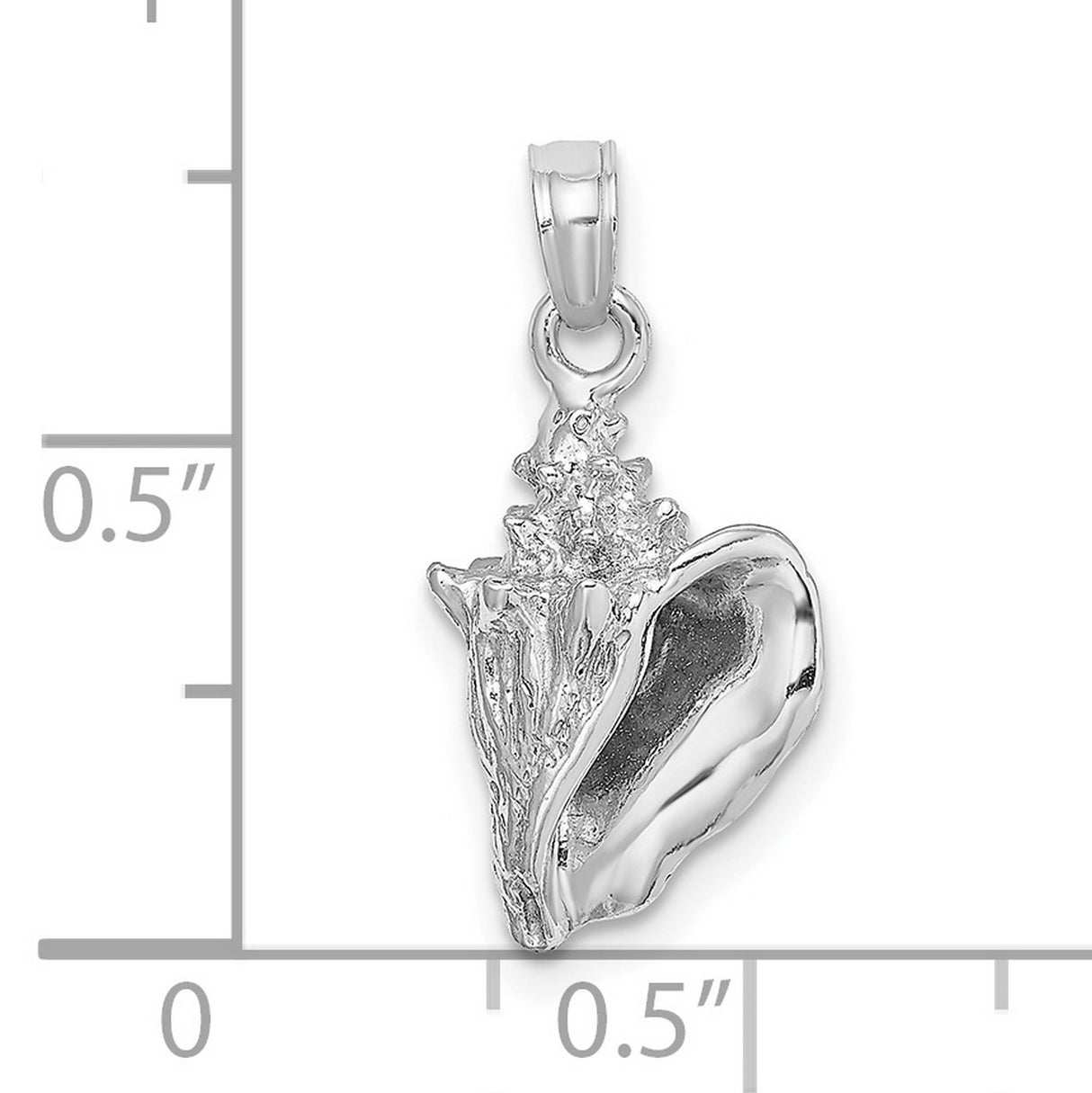 14k White Gold Conch and Flower Pendant, Ocean Inspired Shell and Floral Charm for Women