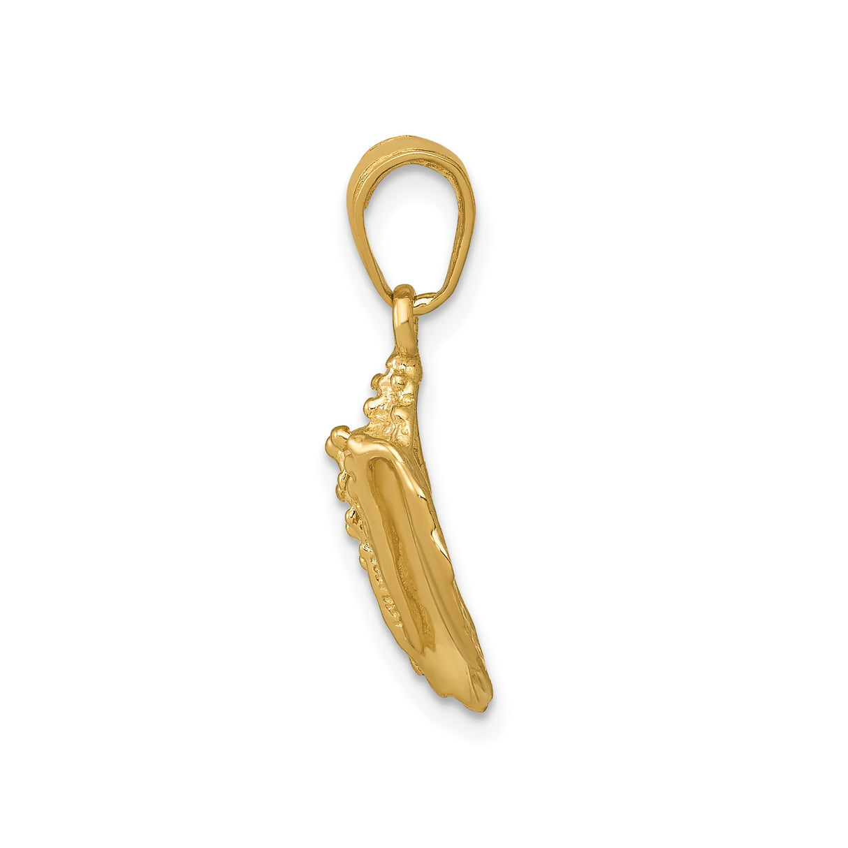 14k Yellow Gold Conch Shell Pendant, Realistic Textured Nautical Charm for Women and Men