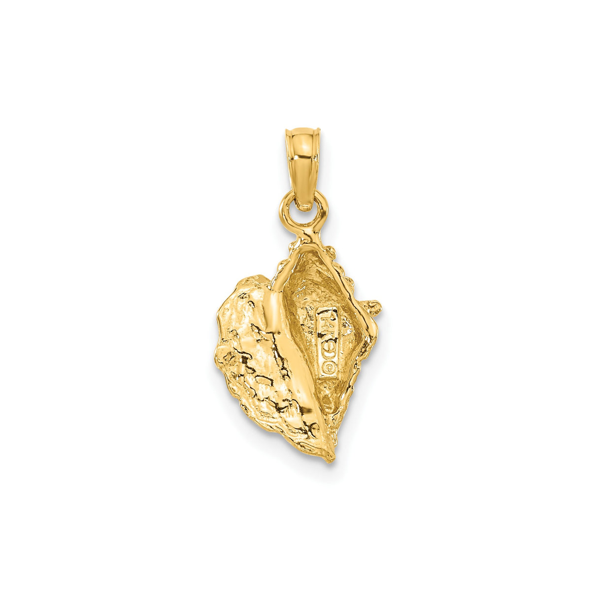 14k Yellow Gold Conch Shell Pendant, Realistic Textured Nautical Charm for Women and Men