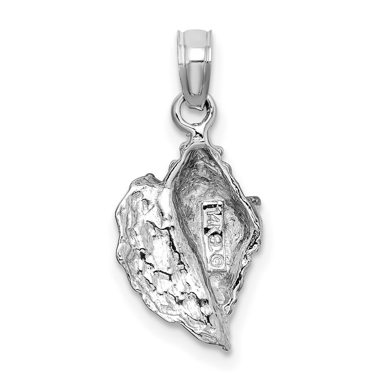 14k White Gold Conch Shell Pendant, Ocean-Inspired Nautical Charm for Women