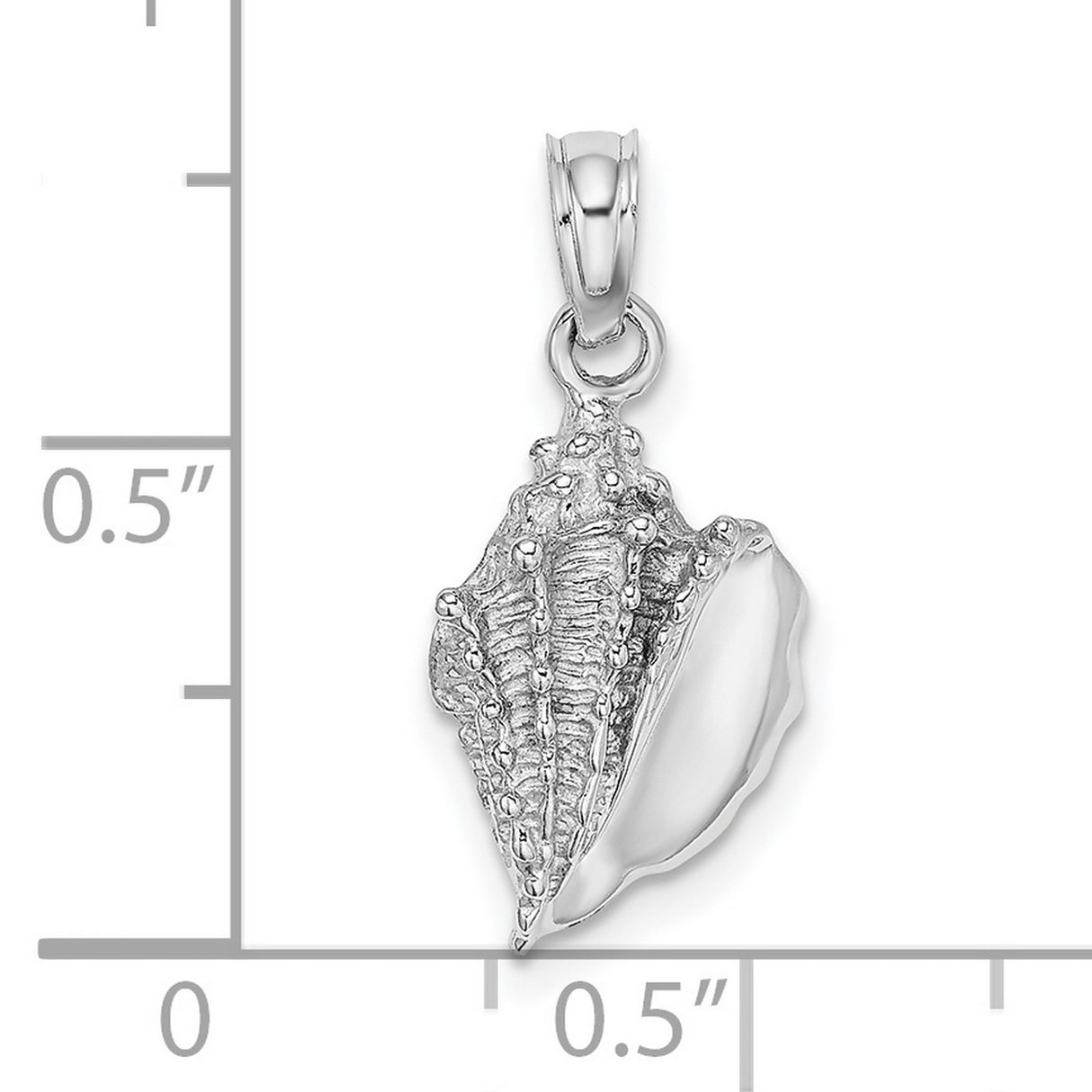 14k White Gold Conch Shell Pendant, Nautical Beach-Inspired Jewelry for Women