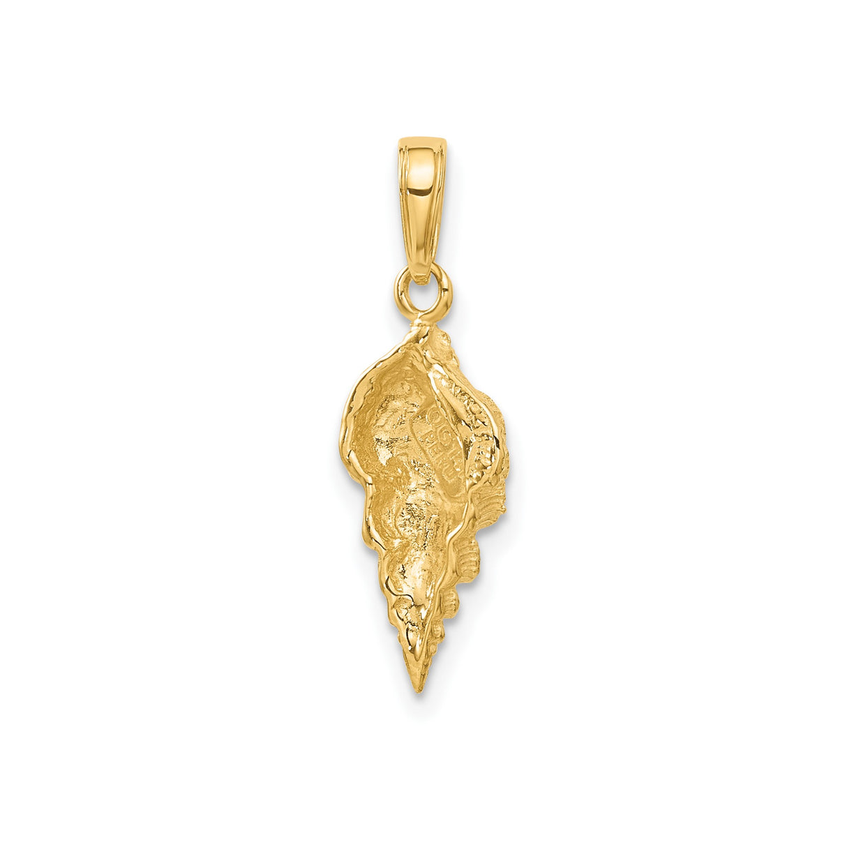 14k Yellow Gold Conch Shell Pendant, Textured Sea Shell Nautical Charm for Women