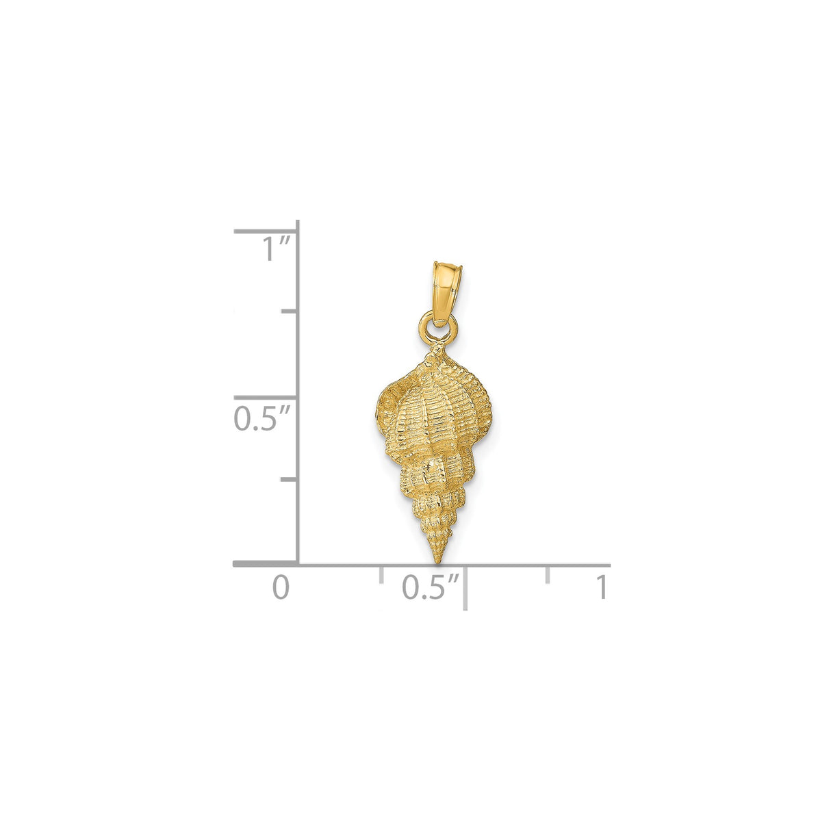 14k Yellow Gold Conch Shell Pendant, Textured Sea Shell Nautical Charm for Women