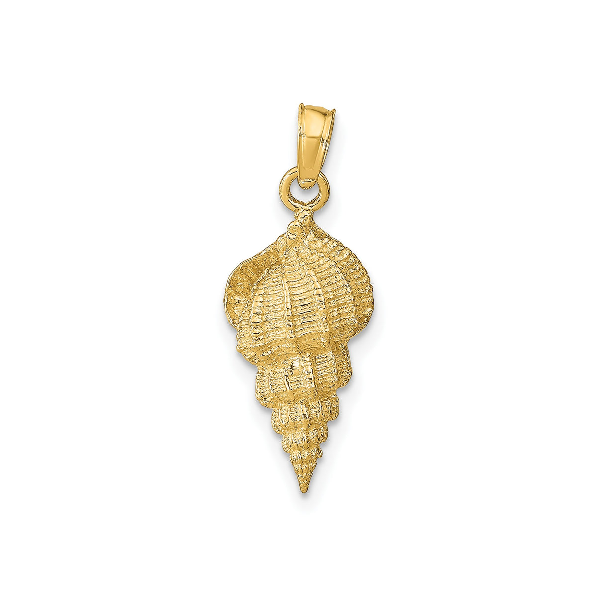 14k Yellow Gold Conch Shell Pendant, Textured Sea Shell Nautical Charm for Women