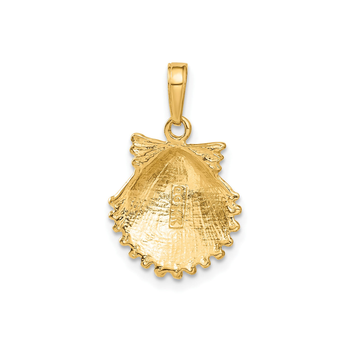 14k Yellow Gold Scallop Shell Pendant, Polished Finish, Camino de Santiago Christian Charm