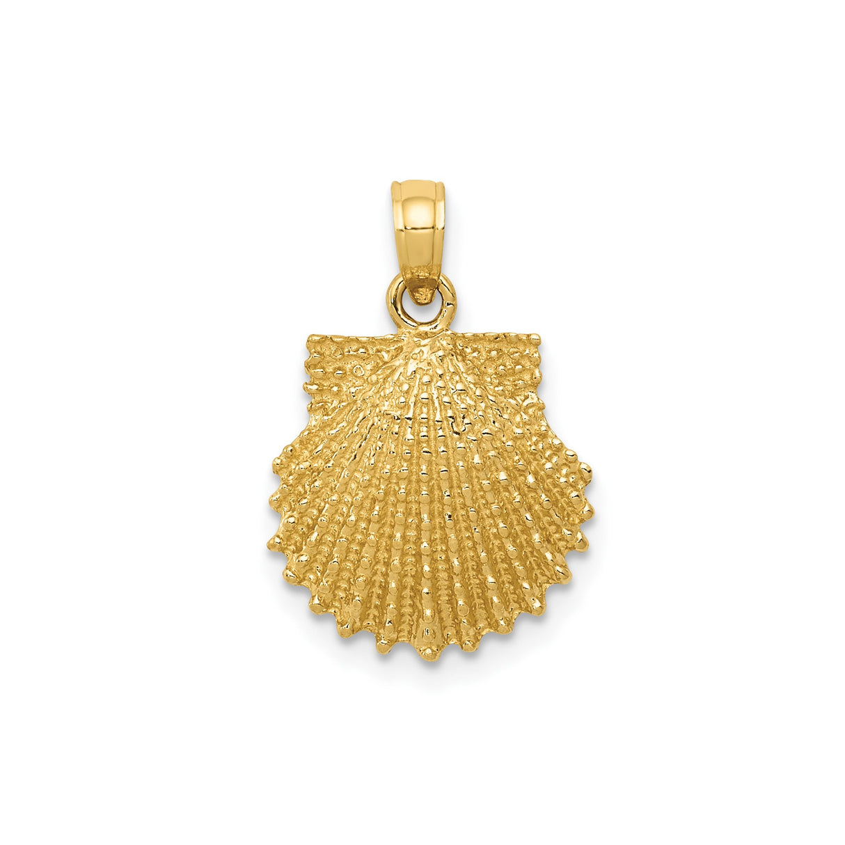 14k Yellow Gold Scallop Shell Pendant, Ocean-Inspired Symbol of Pilgrimage and Faith