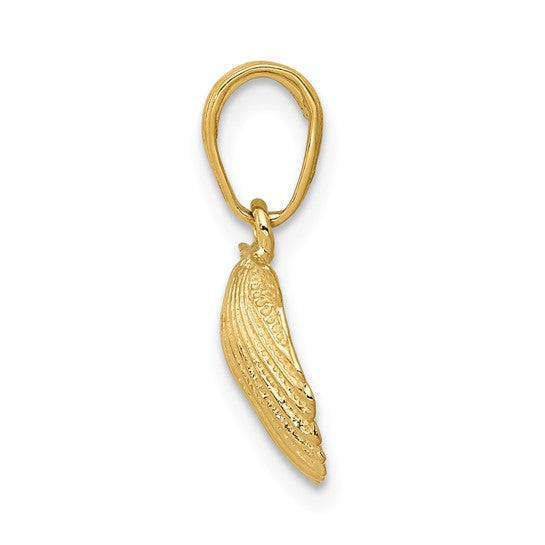 14k Yellow Gold Scallop Shell Pendant, Camino de Santiago Religious Charm for Women