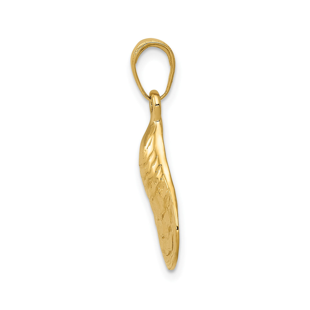 14k Yellow Gold Oyster Shell Pendant with Textured Design, Nautical Beach Charm for Women