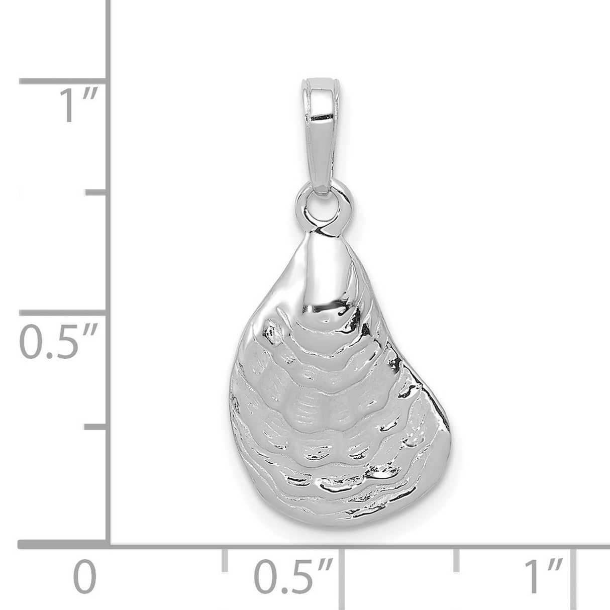 14k White Gold Oyster Shell Pendant, Textured Nautical Marine Charm for Women
