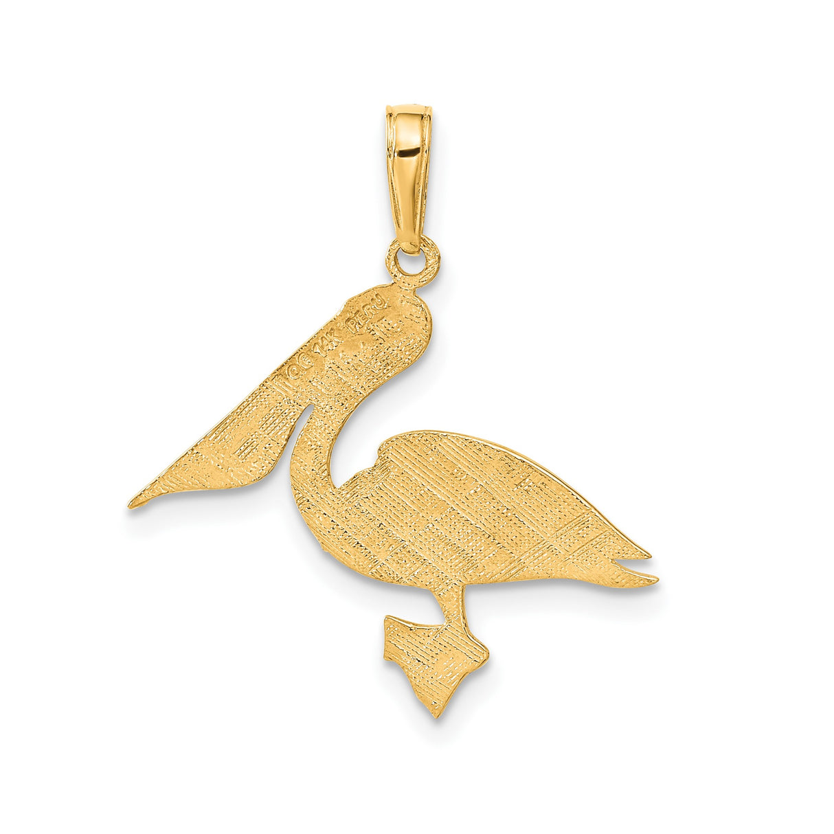 14k Yellow Gold Pelican Pendant, Detailed Bird Charm, Nature and Coastal Theme, Unisex Wear