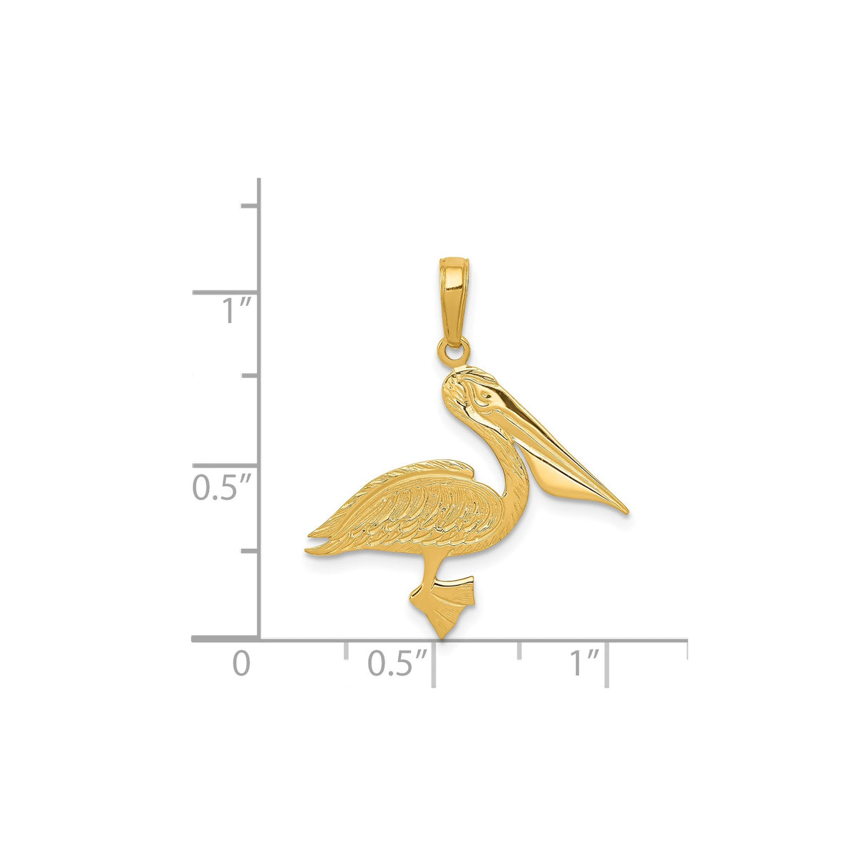 14k Yellow Gold Pelican Pendant, Detailed Bird Charm, Nature and Coastal Theme, Unisex Wear