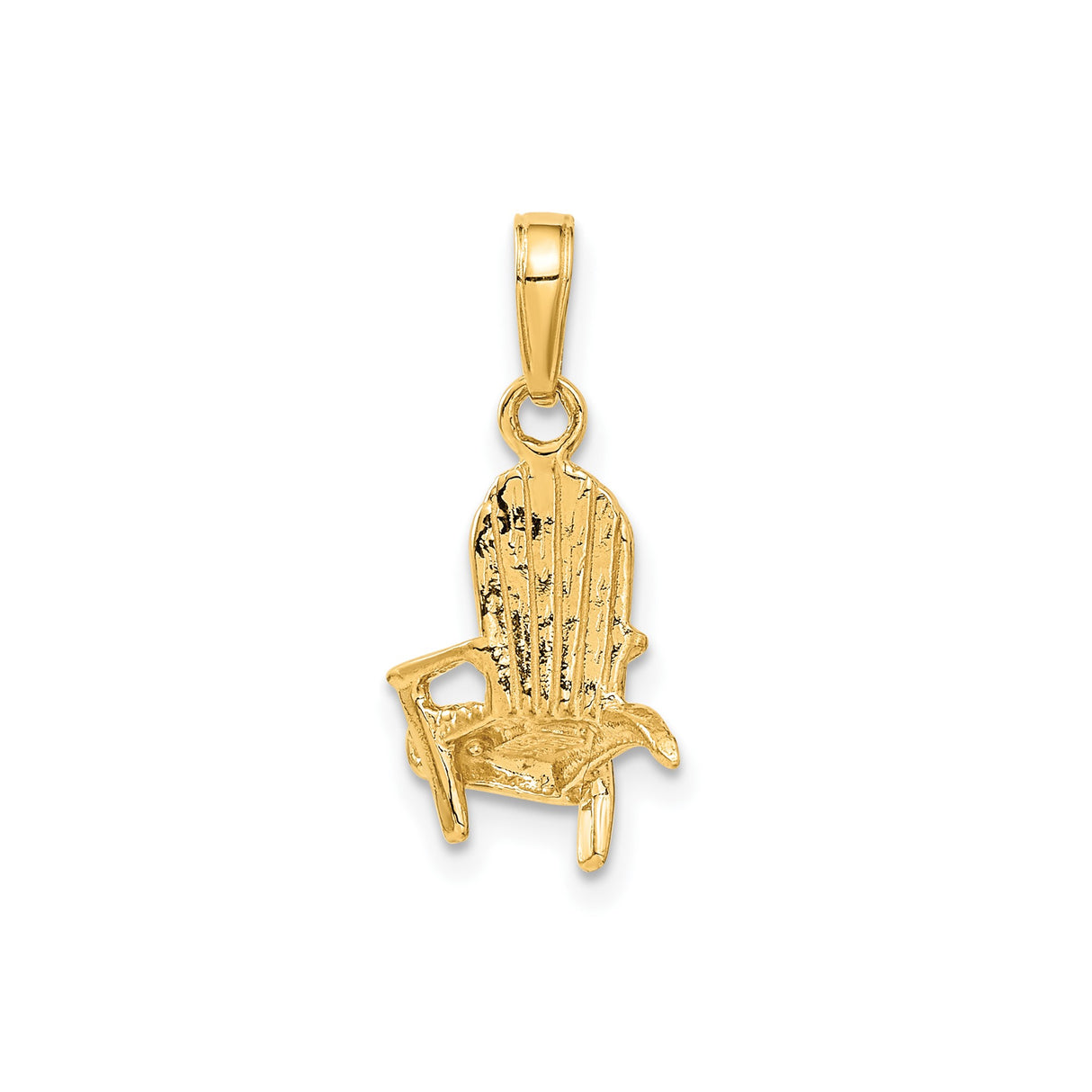 14k Yellow Gold Adirondack Chair Pendant, Rustic Outdoor Theme for Women or Unisex