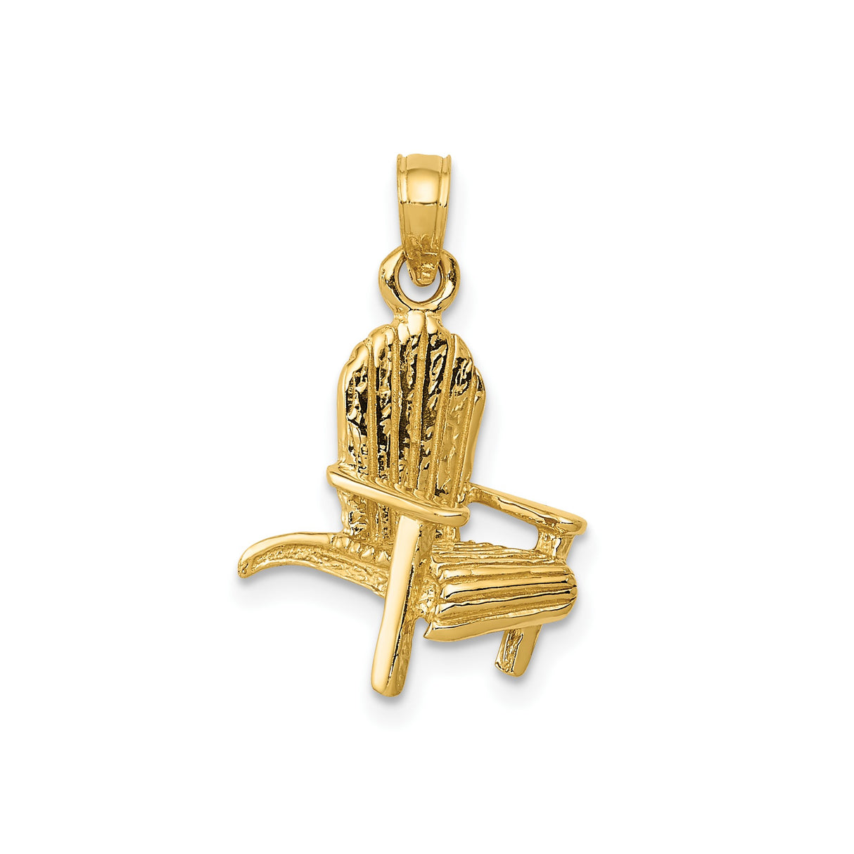 14k Yellow Gold Adirondack Chair Pendant, Rustic Outdoor Theme for Women or Unisex
