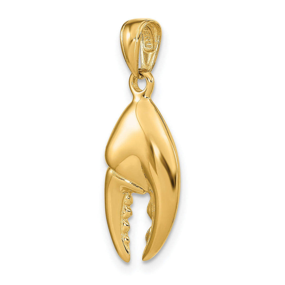 14k Yellow Gold Lobster Claw Pendant, Realistic Marine Life Nautical Charm