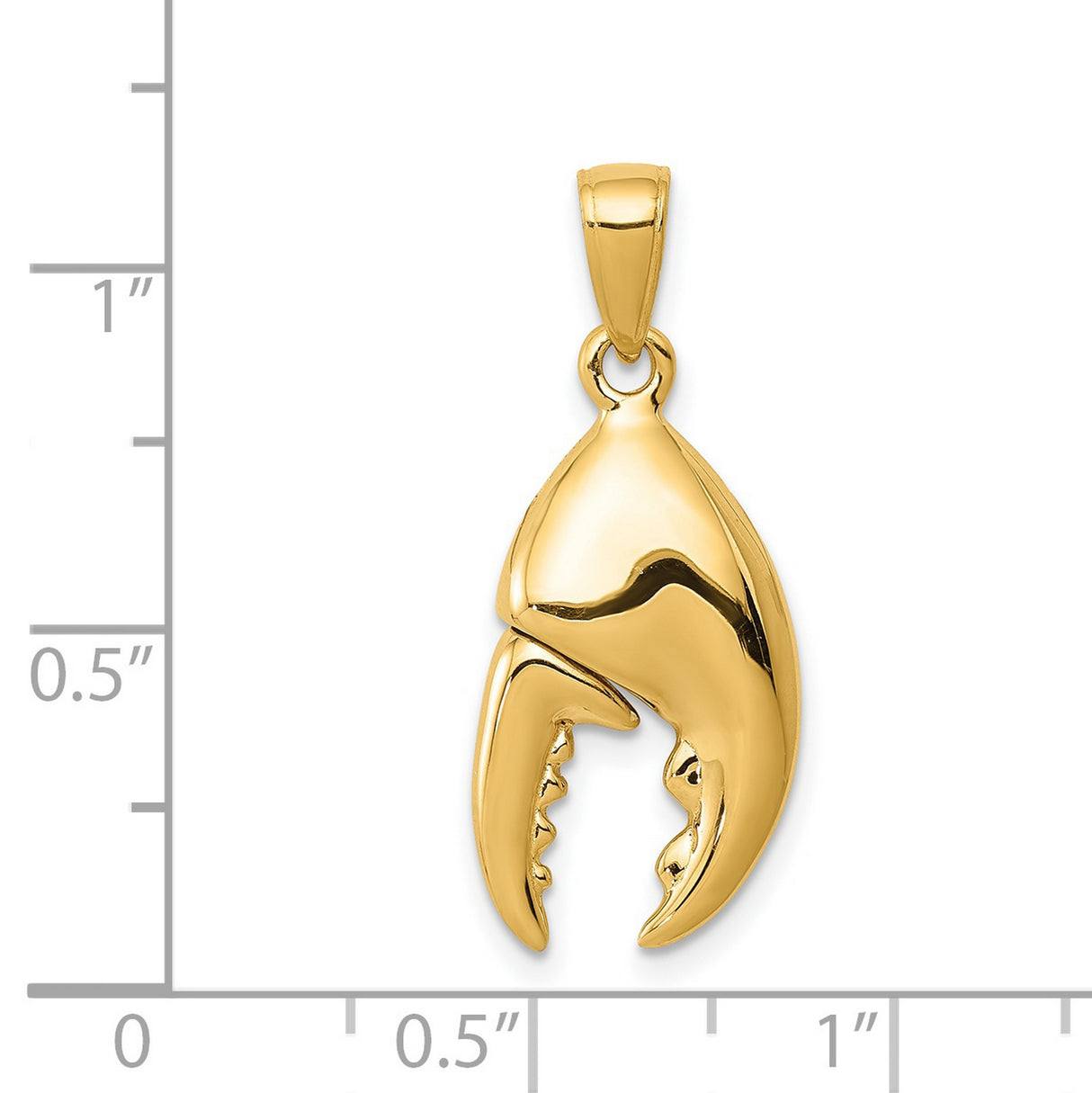 14k Yellow Gold Lobster Claw Pendant, Realistic Marine Life Nautical Charm