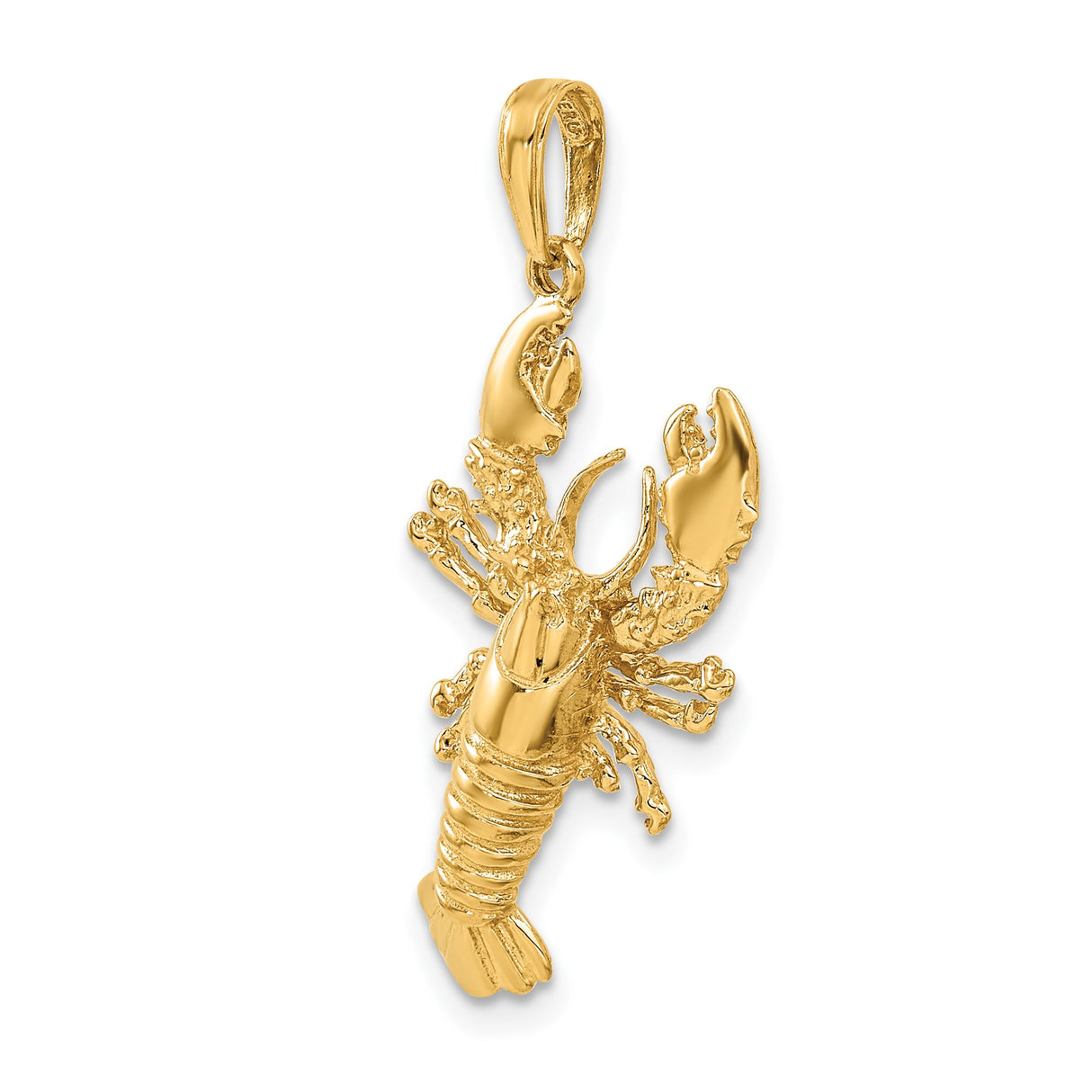 14k Yellow Gold Lobster Pendant with Detailed Crustacean Design, Nautical Sea Life Charm