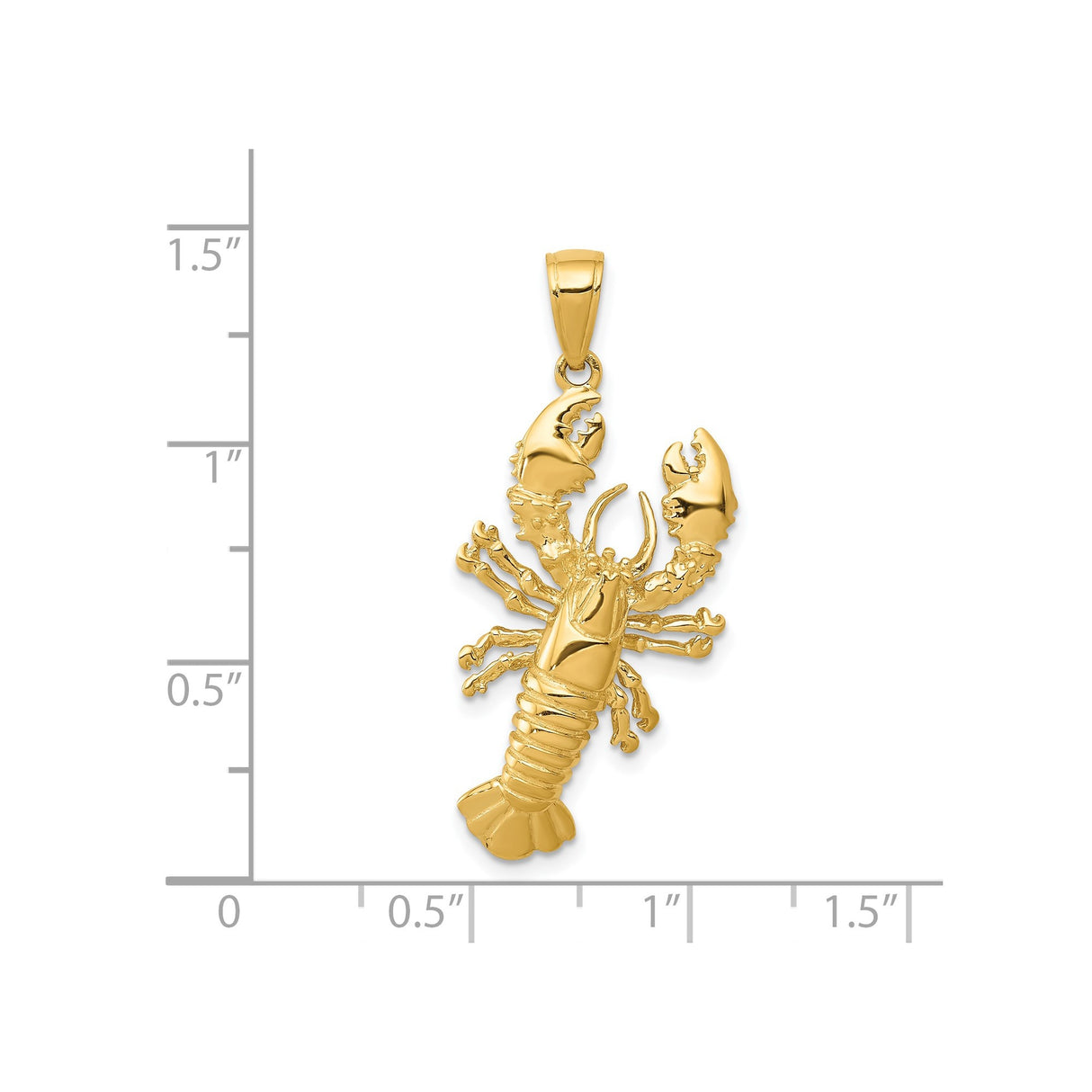 14k Yellow Gold Lobster Pendant with Detailed Crustacean Design, Nautical Sea Life Charm