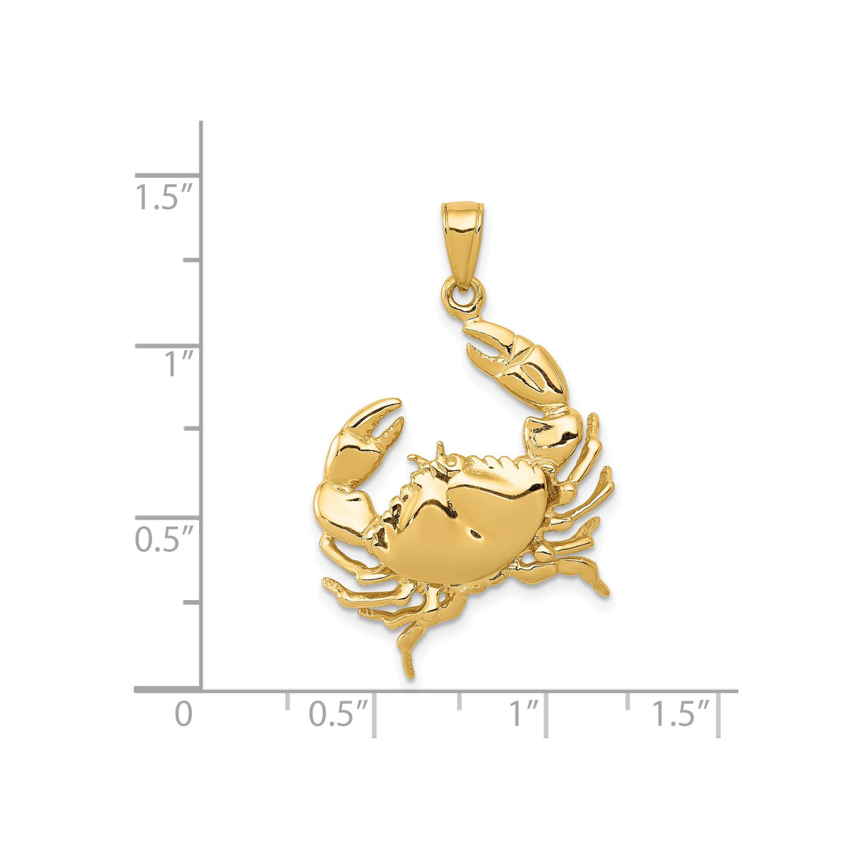 14k Yellow Gold Crab Pendant, Cancer Zodiac Symbol Charm, Astrological Design for Women and Men