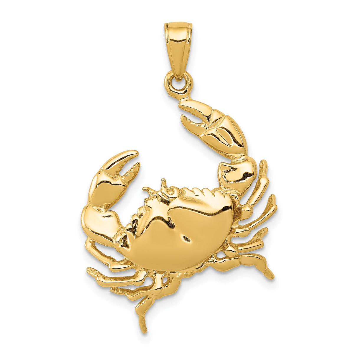 14k Yellow Gold Crab Pendant, Cancer Zodiac Symbol Charm, Astrological Design for Women and Men