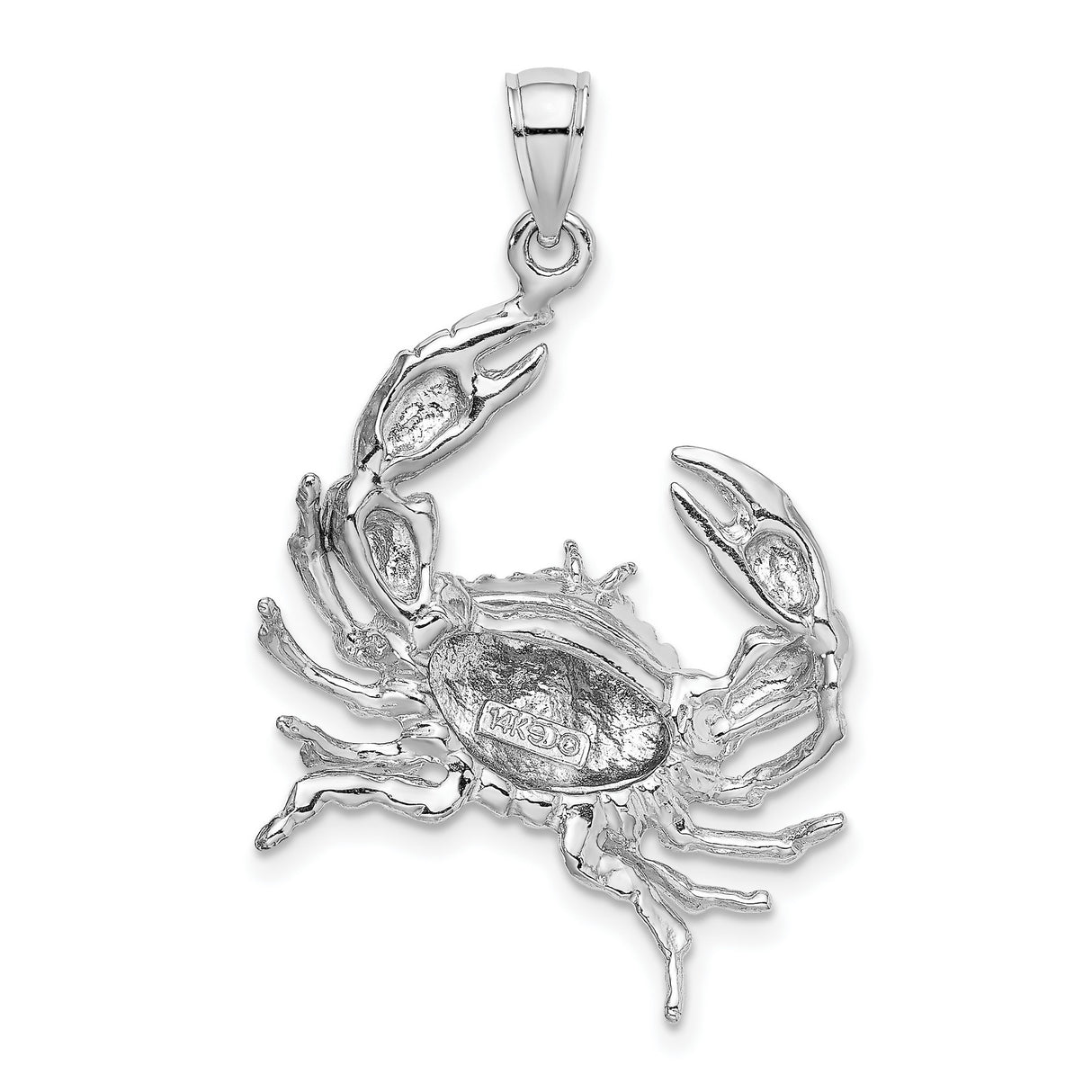 14k White Gold Crab Pendant, Marine Life Design, Zodiac Cancer Symbol, Unisex Charm