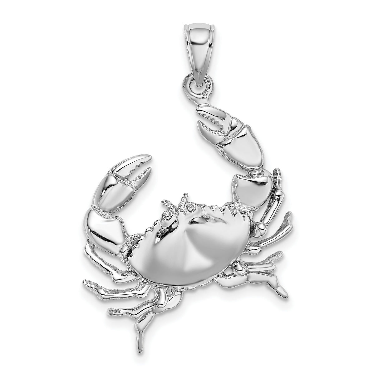 14k White Gold Crab Pendant, Marine Life Design, Zodiac Cancer Symbol, Unisex Charm