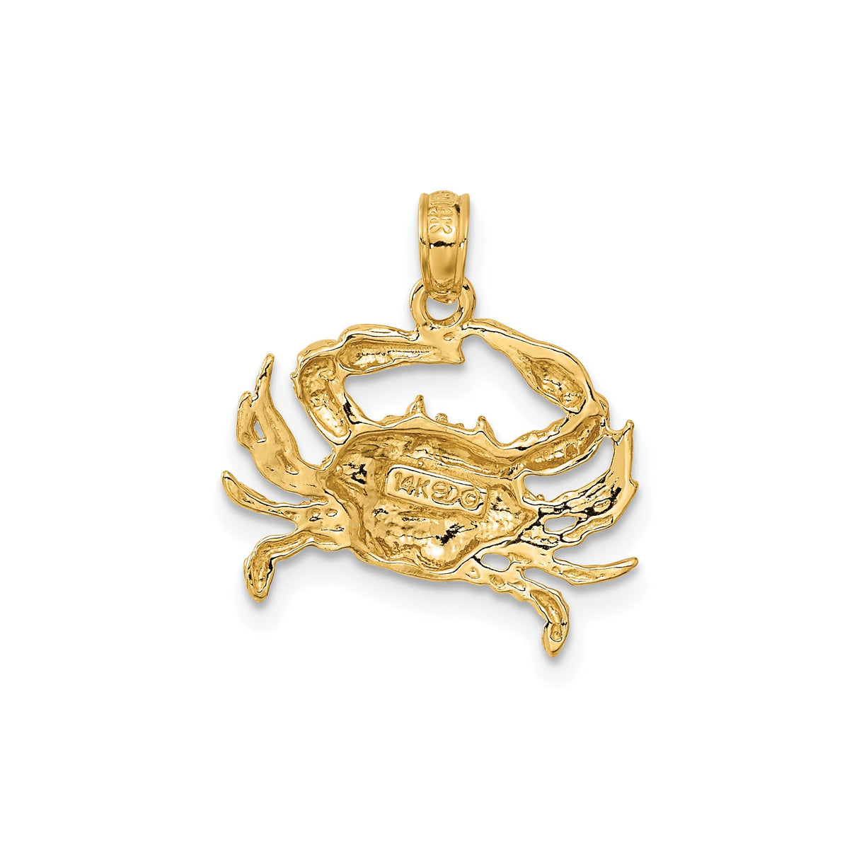 14k Yellow Gold Crab Pendant, Nautical Astrology Cancer Sign Charm for Women or Unisex Wear