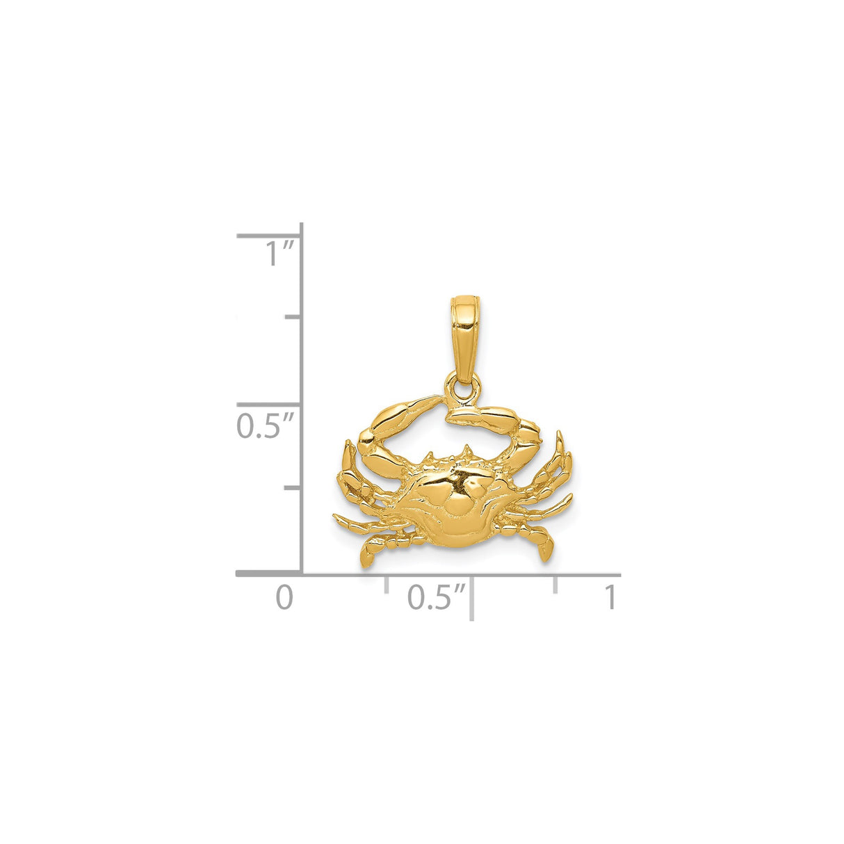 14k Yellow Gold Crab Pendant, Nautical Astrology Cancer Sign Charm for Women or Unisex Wear