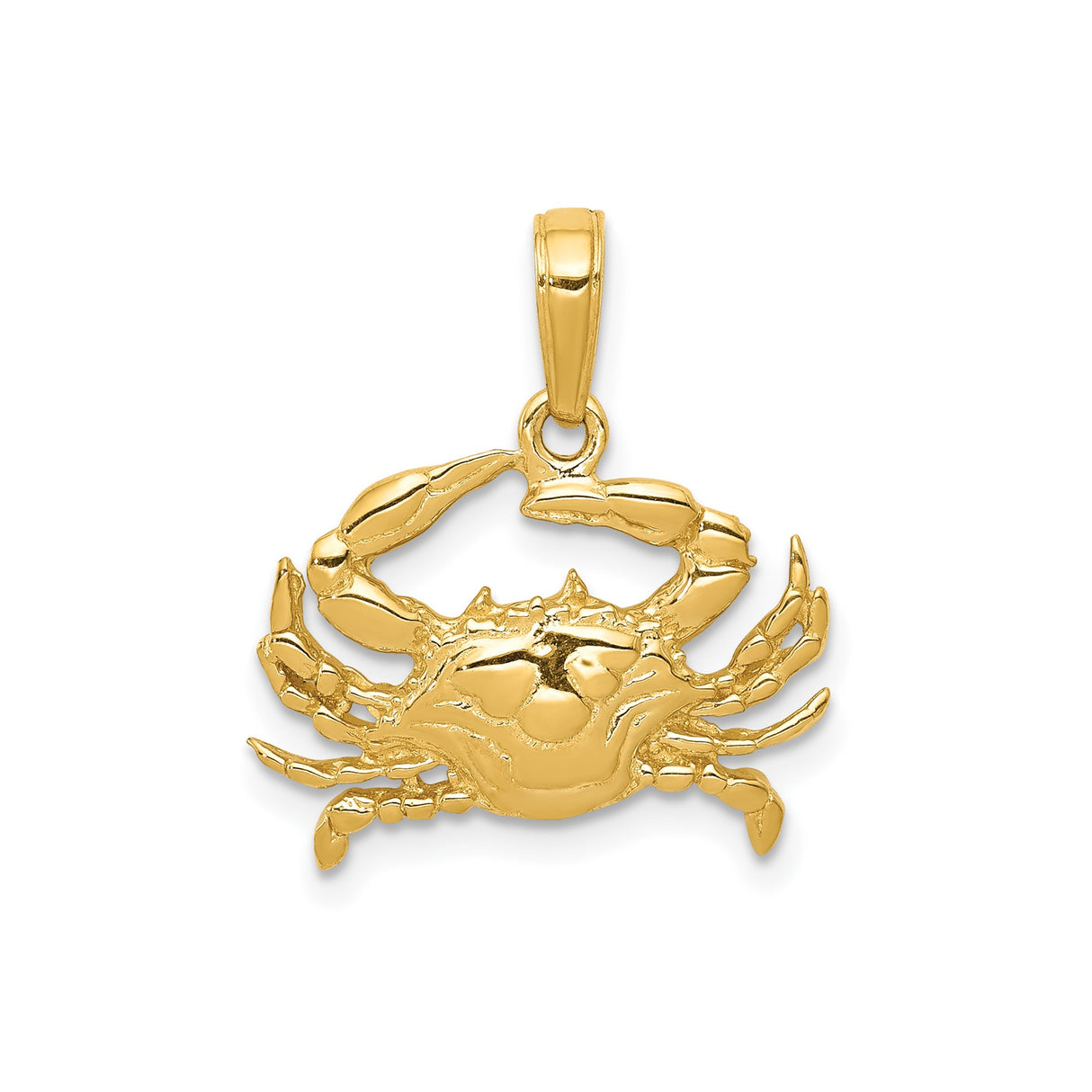 14k Yellow Gold Crab Pendant, Nautical Astrology Cancer Sign Charm for Women or Unisex Wear