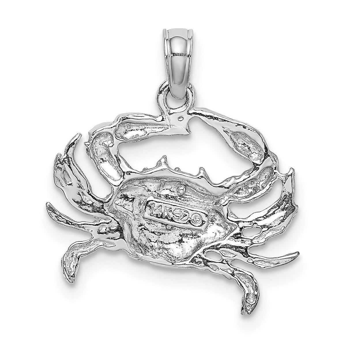 14k White Gold Crab Pendant with Detailed Design, Astrology Theme for Cancer Zodiac Lovers